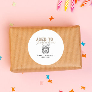 Alter bis Perfection White Whiskey Vintag Geburtst Runder Aufkleber