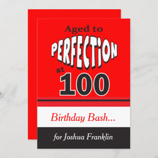 Alter bis Perfektion bei 100 | 100. Geburtstag Einladung