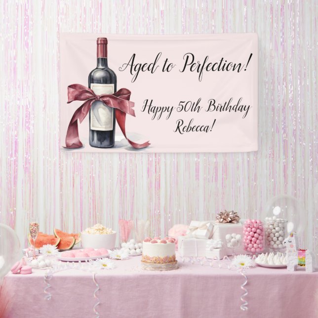 Alter bis Perfektion Individuell anpassbarer Wein  Banner (Party)
