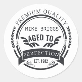 Alter bis Perfektion Runder Aufkleber