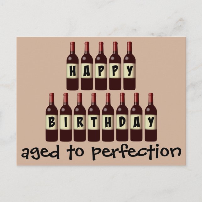 Alter bis Perfektion Wein Lover Happy Birthday Postkarte (Vorderseite)