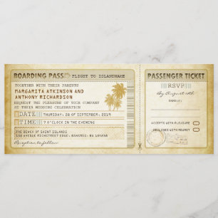 alter Boarding Pass Hochzeitstickets & uAwg Einladung