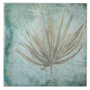 Alter botanischer Tile - Aqua und Knochen V1 Fliese