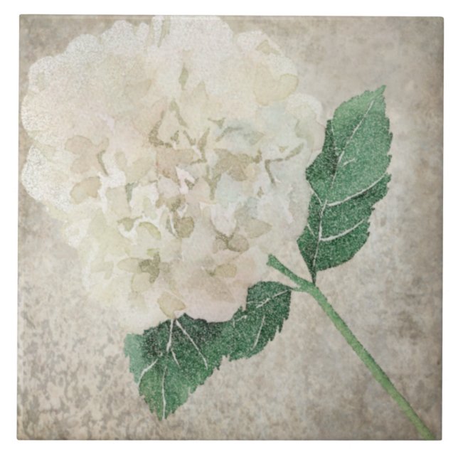 Alter botanischer Tile - Aqua und Knochen V2 Fliese (Vorderseite)