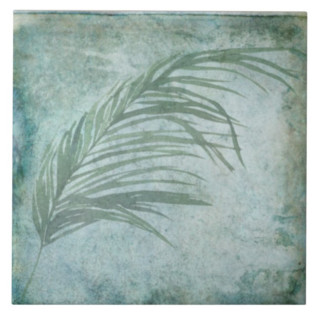 Alter botanischer Tile - Aqua und Knochen V3 Fliese (Vorderseite)