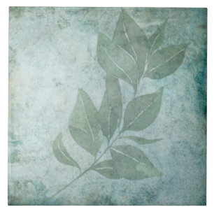 Alter botanischer Tile - Aqua und Knochen V6 Fliese