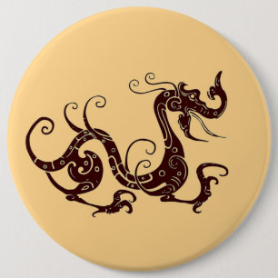 Alter brauner mystischer Drache Button