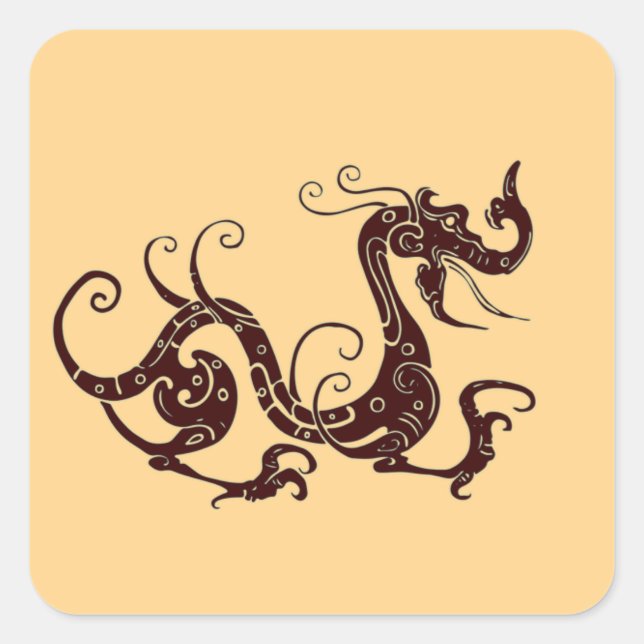 Alter brauner mystischer Drache Quadratischer Aufkleber (Vorderseite)