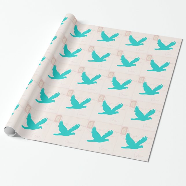 Alter Brief mit Bird-Silhouette Geschenkpapier (Ungerollt)