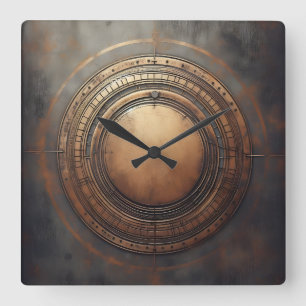 alter Bronzekreis Quadratische Wanduhr
