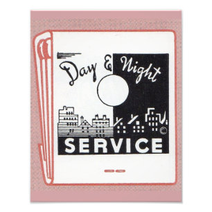 alter Buchcover Tag & Nacht Service Fotodruck