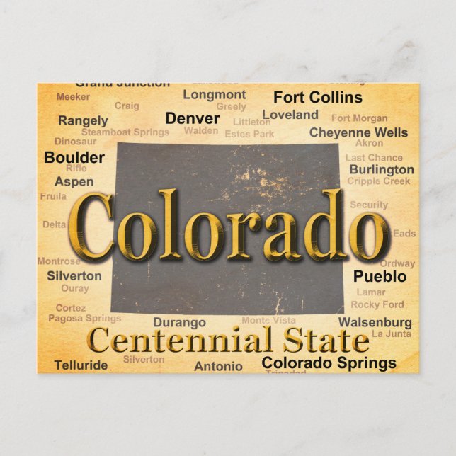 Alter Colorado Staatsstolz Karte Silhouette (Vorderseite)