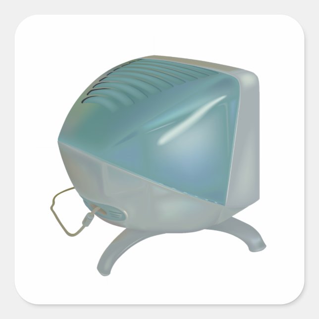 Alter CRT-Monitor Quadratischer Aufkleber (Vorderseite)
