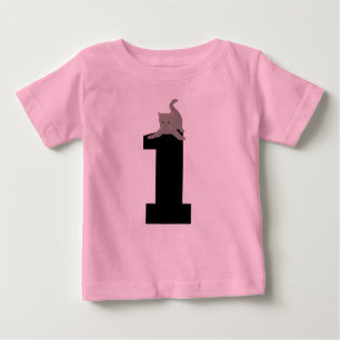 Alter eins (1) Geburtstag Kitten Cat Pink T - Shir Baby T-shirt