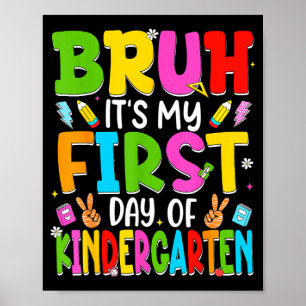 Alter, erster Tag im Kindergarten Retro-Lehrer Kin Poster