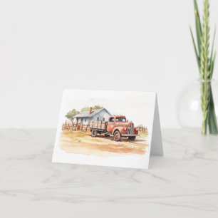 Alter Farmtruck mit altem Bauernhaus BLANK Karte
