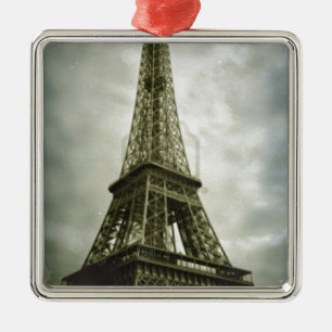 Alter Fotoeffekt Eiffelturm Paris Silbernes Ornament