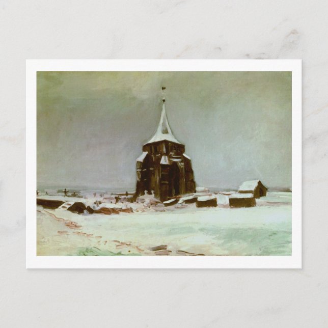 Alter Friedhof Tower in Snow, Van Gogh Kunstmuseum Postkarte (Vorderseite)