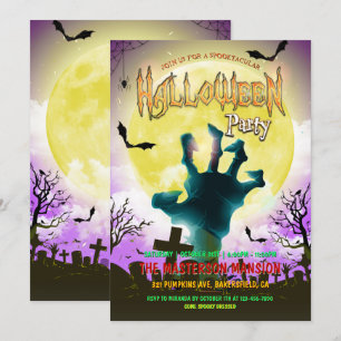 Alter Friedhof, Zombie-Hand- und Fledermäuse-Hallo Einladung