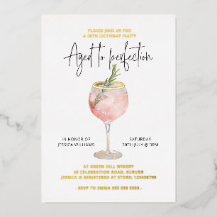 Alter für perfektes Weinthema Real Gold Folieneinladung