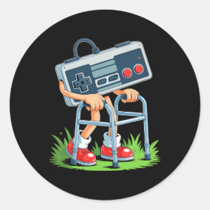 Alter Gamer Retro Videospiel Alter Gamer 80er Lust Runder Aufkleber