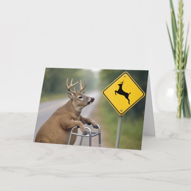 Alter Geburtstag buck Leaning on a Walker Karte (Vorderseite)