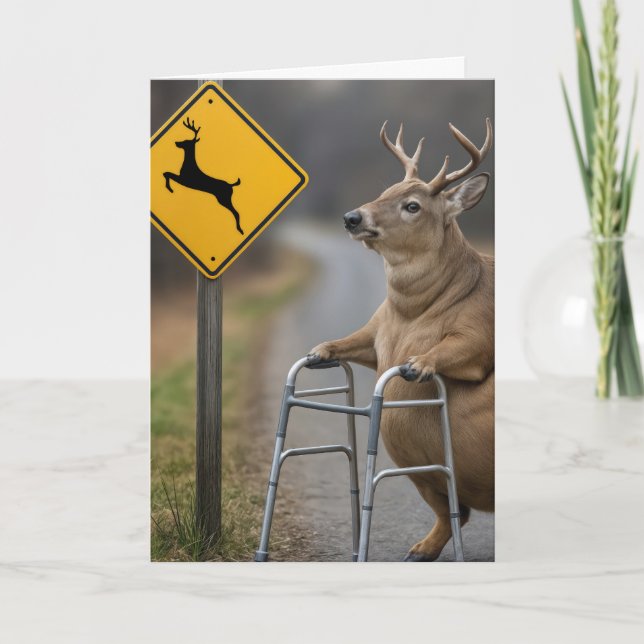 Alter Geburtstag buck Leaning on a Walker Karte (Vorderseite)