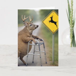 Alter Geburtstag buck Leaning on a Walker Karte