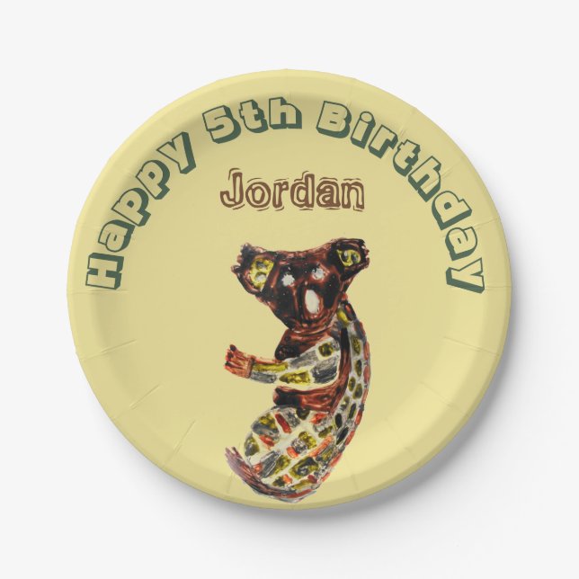 Alter Geburtstag Koala Bär Tier Personalisiert Pappteller (Vorderseite)