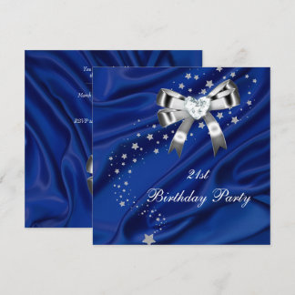 Alter Geburtstagsparty Blau Silber Einladung