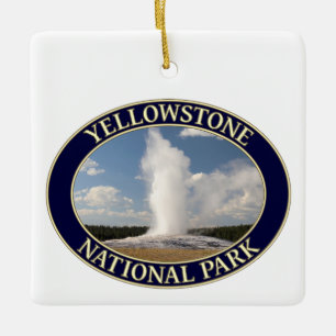 Alter Geyser im Yellowstone Nationalpark Keramikornament