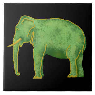 Alter Gold-und Jade-Elefant Fliese