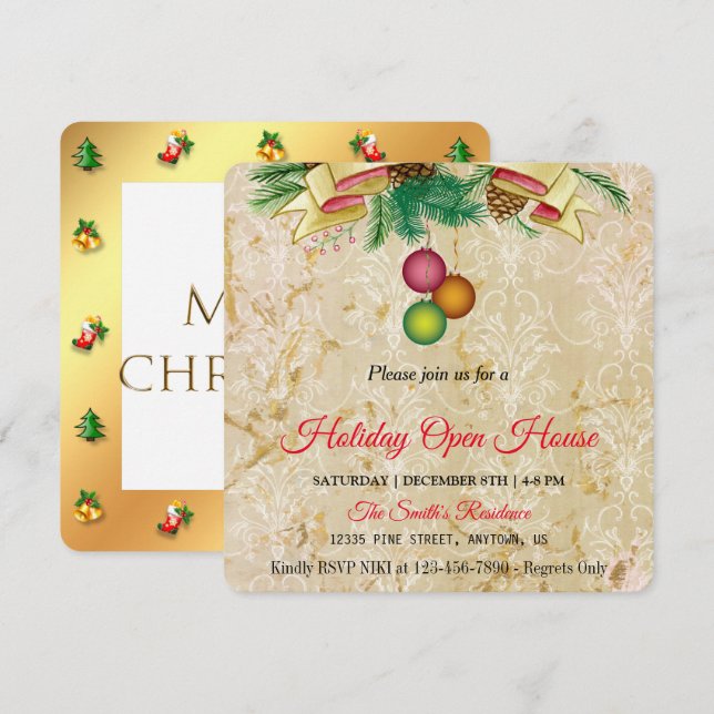 Alter goldener Hintergrund, Weihnachts-Zauberkarte Feiertagskarte (Vorne/Hinten)