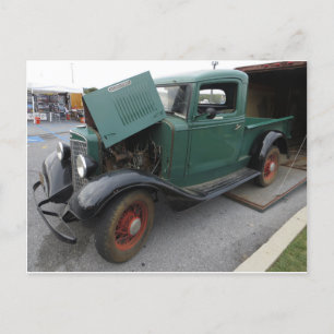 Alter grüner LKW Postkarte