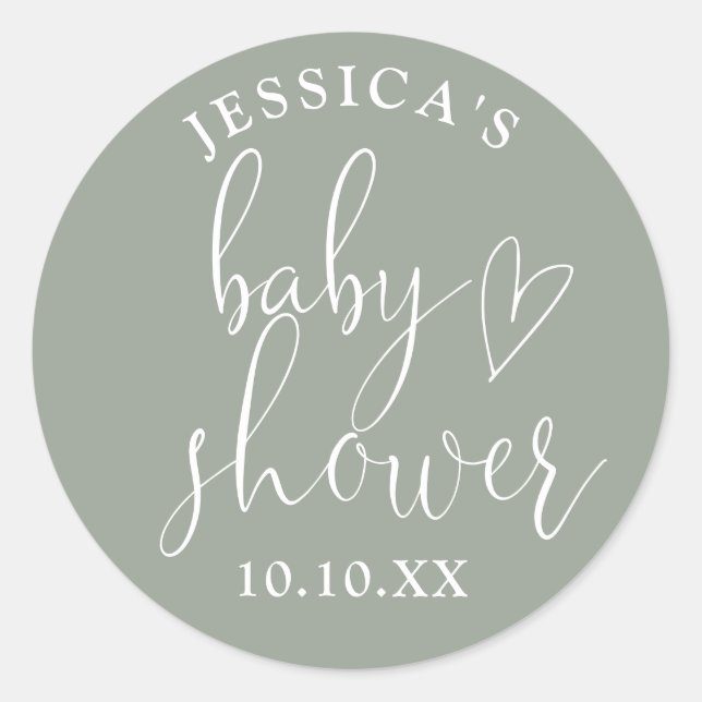 Alter Grünes Geschlecht neutrale Babydusche Gefall Runder Aufkleber (Vorderseite)