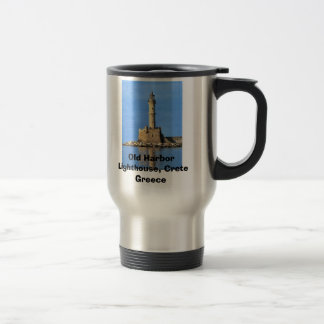 Alter Hafen Leuchtturm-Kretas Griechenland, alter Reisebecher