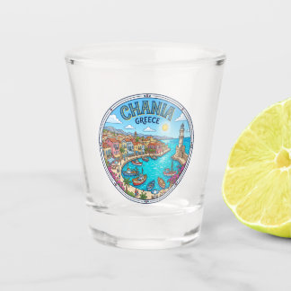 Alter Hafen von Chania Griechenland Schnapsglas