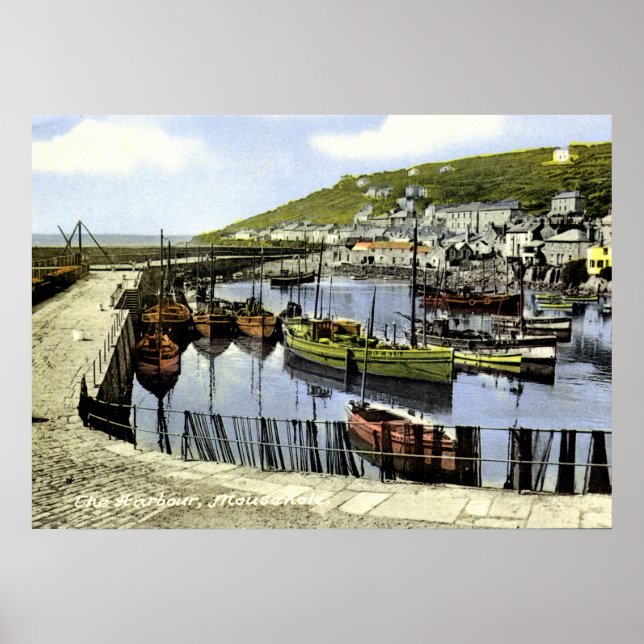 Alter Hafenblick, Mousehole Cornwall Poster (Vorne)