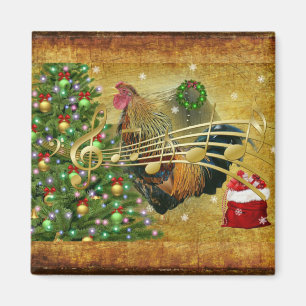 Alter Hahn singt Weihnachtslieder Magnet