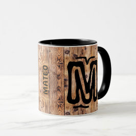 Alter Holzname, Mit Monogramm Vintager Kaffee Tasse