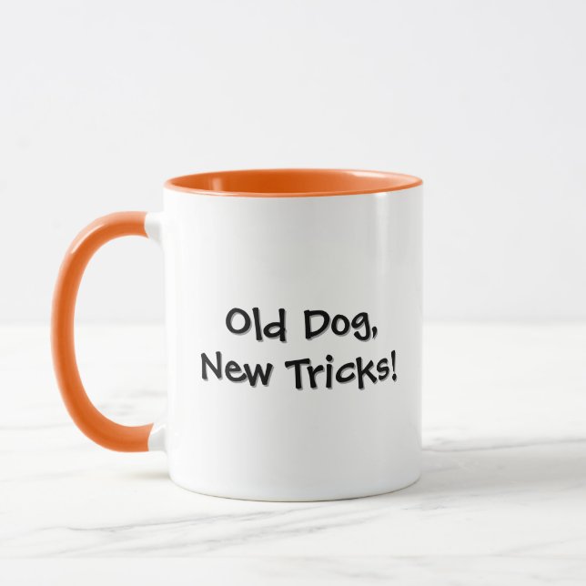 Alter Hund Orangefarbener Rand Kaffeetasse (Links)
