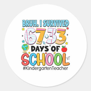 Alter ich habe 67+33 Tage Kindergarten überlebt Runder Aufkleber