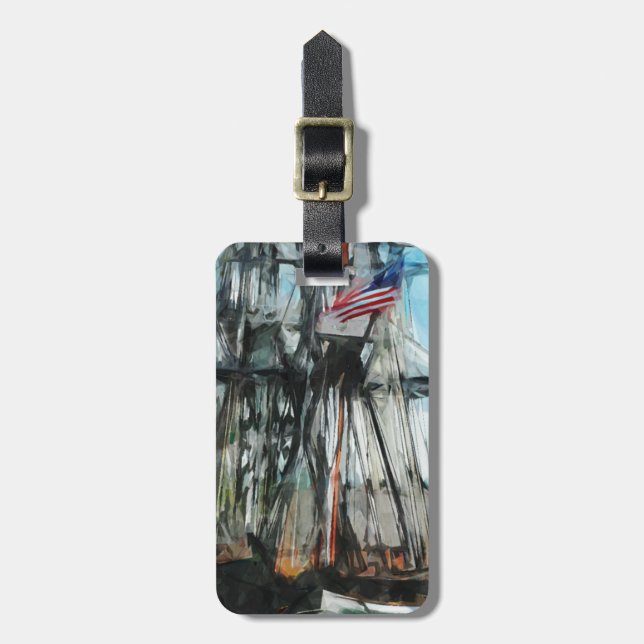 Alter Ironsides-Boston-Hafen-abstrakter Gepäckanhänger (Vorderseite vertikal)