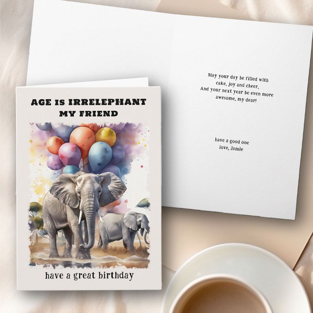 Alter ist irrelephanisch Elefanten Funny Birthday Karte (Age is Irrelephant Funny Birthday Card)