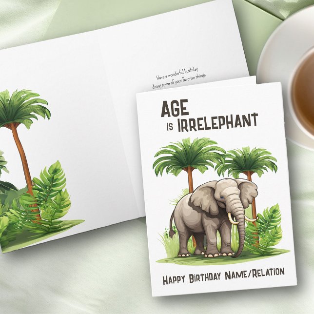 Alter ist irrelephanisch Funny Elephant Happy Birt Karte (Personalized birthday card with funny age pun and elephant play on words)
