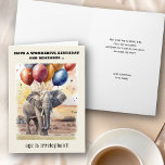 Alter ist irrelephant Elephant Funny Birthday Karte<br><div class="desc">Witzige Geburtstagskarte mit Elefantentheaterstück auf den Wörtern "Alter ist irrelevant". Sie können die Kartenvorderseite und die Nachricht im Inneren personalisieren. Design zeigt Aquarellbilder von Elefanten auf der Savanne mit bunten Geburtstagsballons, die in den Himmel treiben. Fun Card mit leichtherziger, altersbezogener Spaß für Freund oder Verwandte und leicht personalisierbar mit Namen...</div>