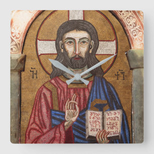 Alter Jesus Mosaik Quadratische Wanduhr