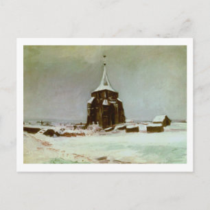 Alter Kirchturm im Schnee, Van Gogh Fine Art Postkarte