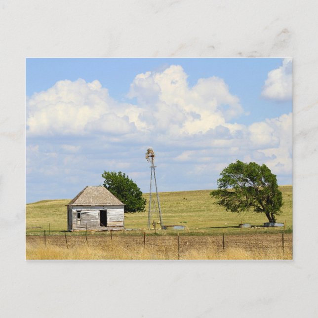 Alter Landkreis, Kansas, Bauernhof mit Windmühle Postkarte (Vorderseite)
