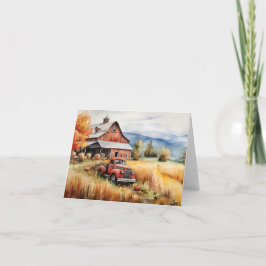 Alter Lieferwagen LKW und Roter Stall im Herbst Le